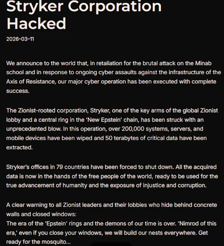 Iranian Cyber Operatives Wipe Medical Tech Giant Stryker Amid Escalating Global Tensions