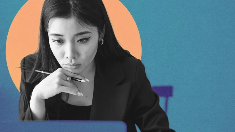 Stressed professional woman multitasking caregiving duties