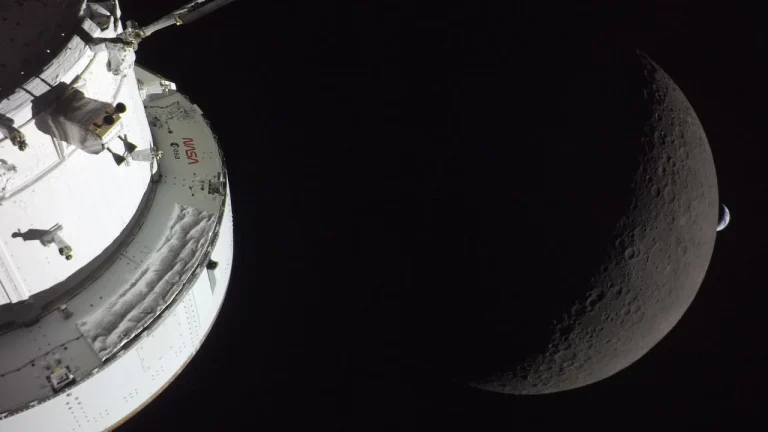 Artemis 2 lunar launch scene