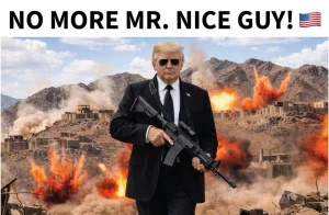 Trump assault rifle Iran threat image