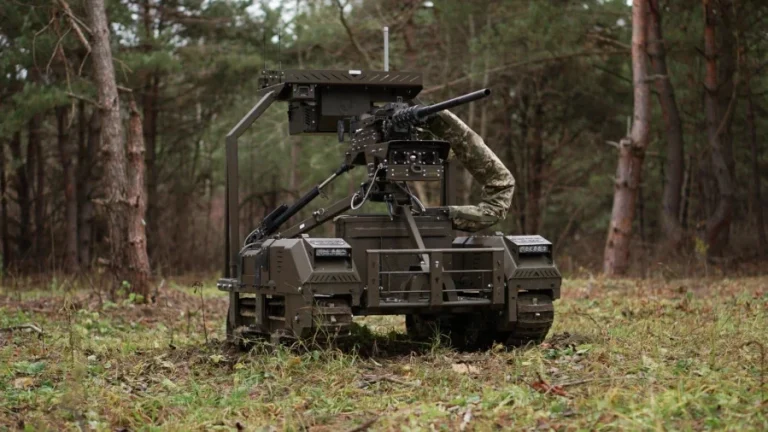 Ukrainian military robots on battlefield