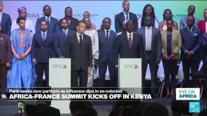 Macron speaking at Kenya summit
