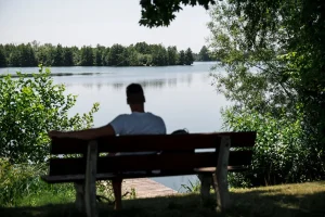 Person enjoying nature serenity