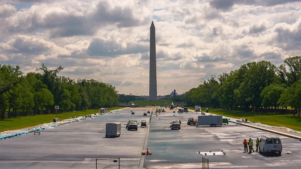 Trump reflecting pool lawsuit: Preservationists Battle Blue Paint Overhaul