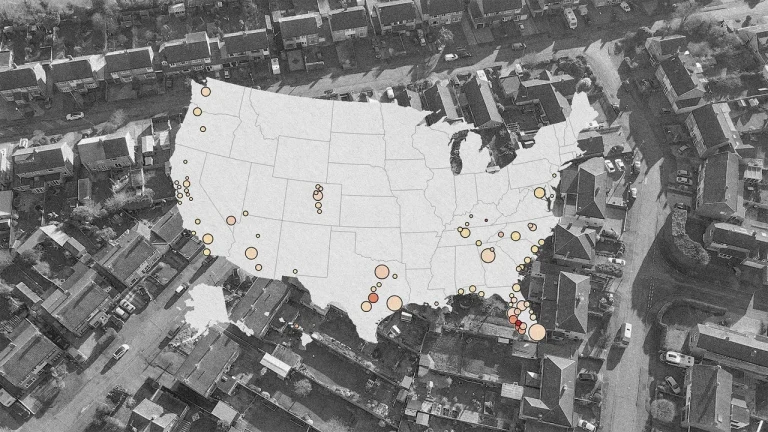 Map of US markets with falling home prices
