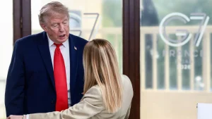 Meloni Trump G7 clash photo