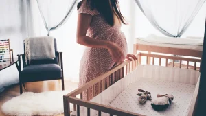 Pregnant woman with health warning