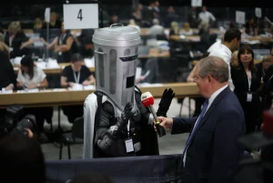 Count Binface in bin helmet