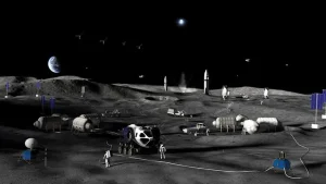Astronauts on lunar outpost