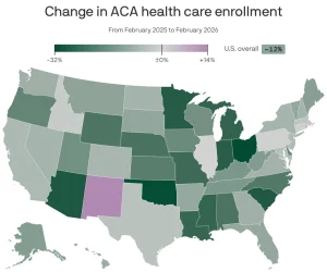 Obamacare enrollment decline map