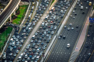 Traffic jam math illustration