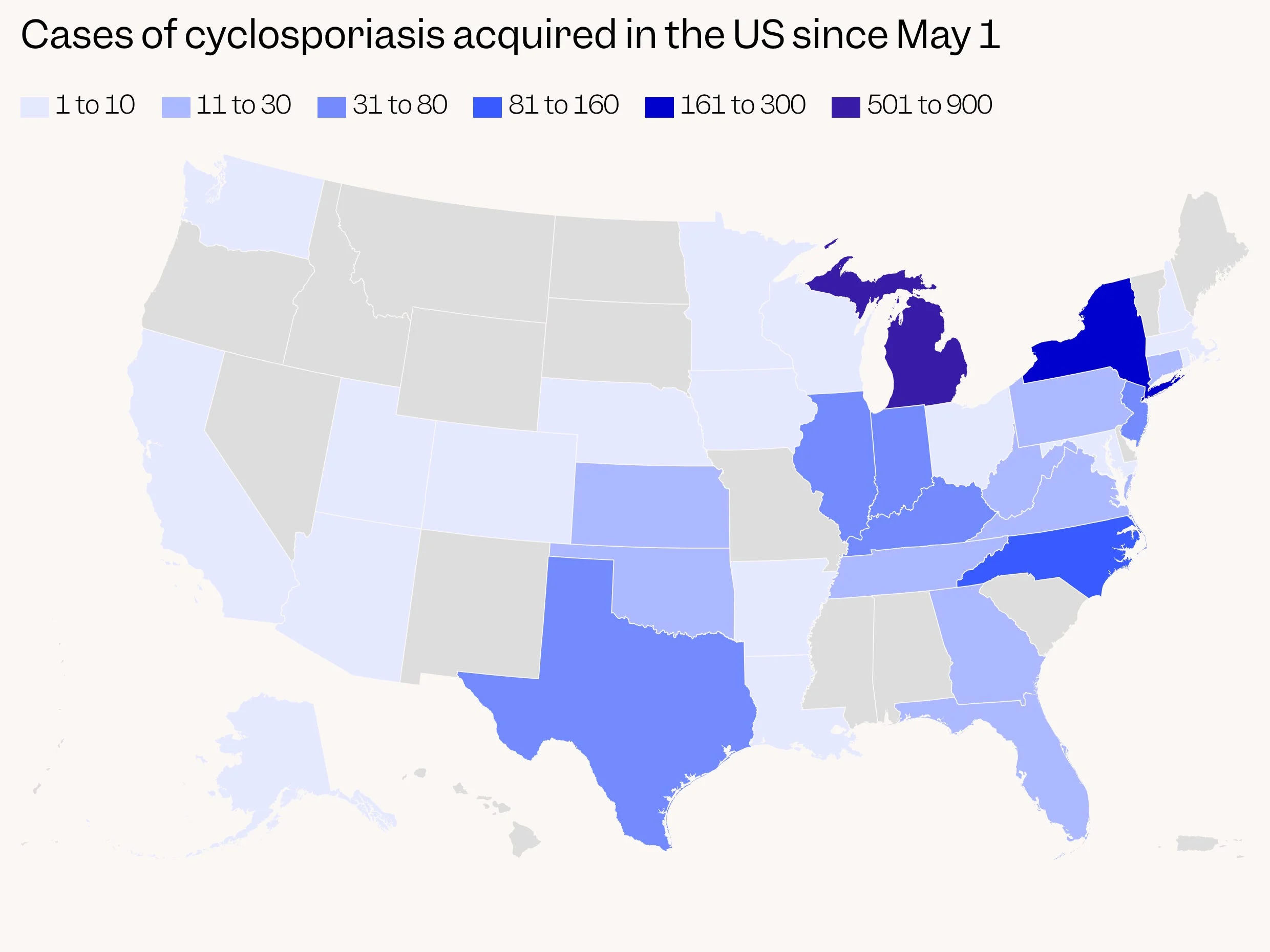 US parasitic diarrhea hotspots surge: Michigan leads as 7 states report record spikes