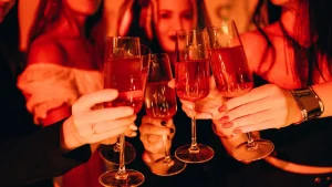 Autumn cider glass with rising alcohol