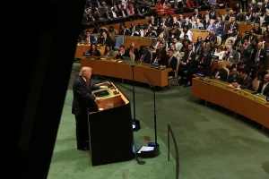 Trump UN peace through force speech